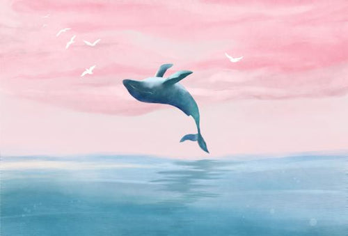 Papier peint baleine au crépuscule, aperçu du design