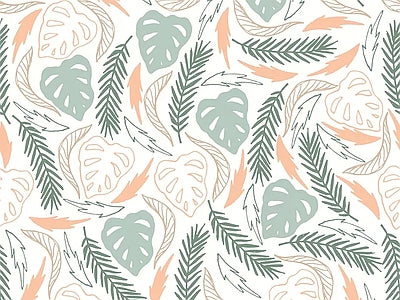 Papier peint motif feuilles terracotta, aperçu du design