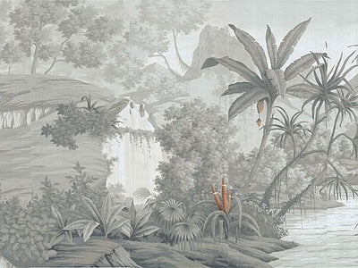 Aperçu de Papier peint jungle grise – Salon sur votre mur