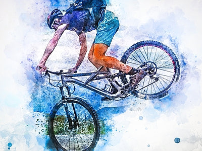 Papier peint VTT aquarelle, aperçu du design