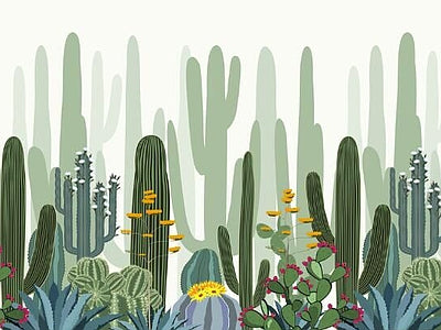 Papier peint jardin de cactus, aperçu du design