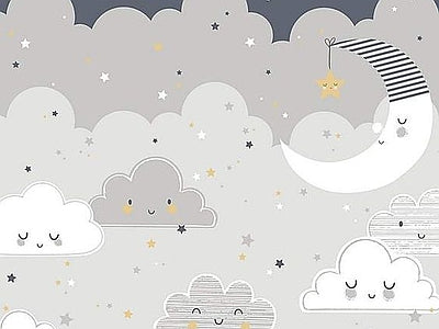 Papier peint lune endormie, aperçu du design