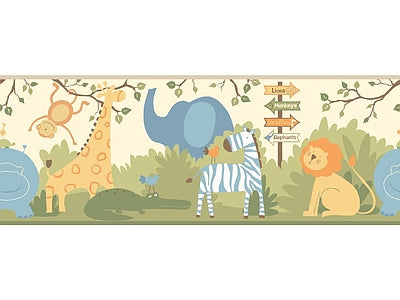 Aperçu de Papier peint frise de la savane – Chambre bébé sur votre mur