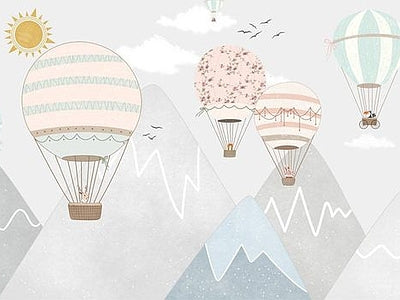 Papier peint montgolfières pastel, aperçu du design