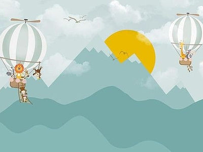 Aperçu de Papier peint montagnes et soleil levant – Chambre bébé sur votre mur