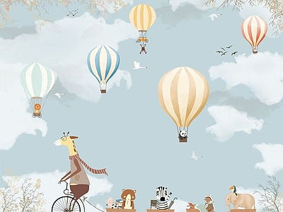 Papier peint balade en montgolfière, aperçu du design