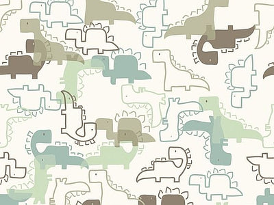 Papier peint dinosaures ton sur ton, aperçu du design