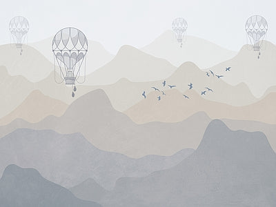 Papier peint montgolfières dans la vallée, aperçu du design