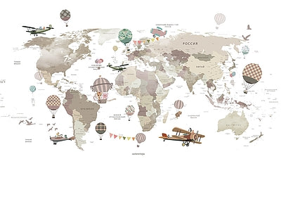 Aperçu de Papier peint tour du monde en montgolfière – Chambre enfant sur votre mur