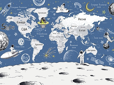 Papier peint carte du monde de l'espace, aperçu du design