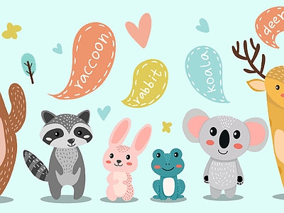 Papier peint raton laveur et ses amis, aperçu du design