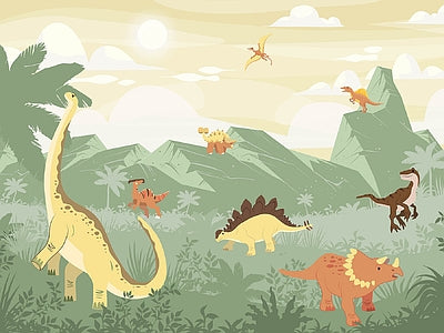 Papier peint vallée des dinosaures, aperçu du design