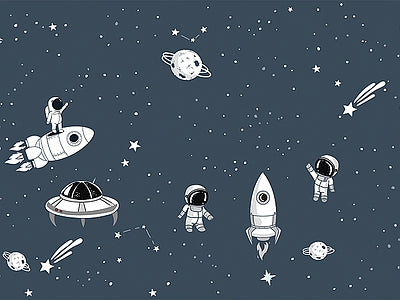 Papier peint mission lunaire ardoise, aperçu du design