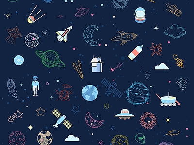 Aperçu de Papier peint fusées bleu nuit – Chambre enfant sur votre mur