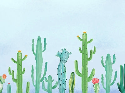 Aperçu de Papier peint cactus sous le ciel bleu – Chambre enfant sur votre mur