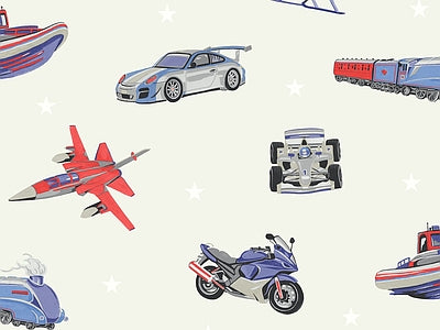 Papier peint motos et avions, aperçu du design