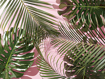 Aperçu de Papier peint palmes rosées – Salon sur votre mur