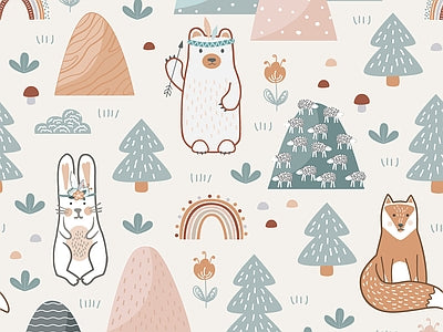 Papier peint ours et lapins, aperçu du design