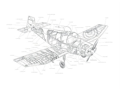 Papier peint avion au crayon, aperçu du design