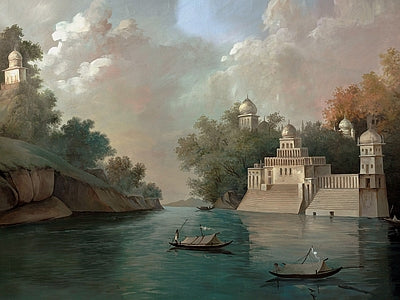 Aperçu de Papier peint village au bord du lac – Salon sur votre mur