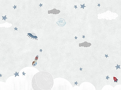 Aperçu de Papier peint petits nuages voyageurs – Chambre bébé sur votre mur