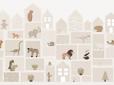 Papier peint maisons des animaux, aperçu du design