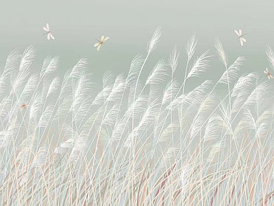 Papier peint herbes folles au vent, aperçu du design