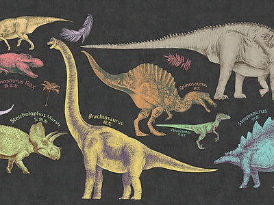 Papier peint planche de dinosaures, aperçu du design