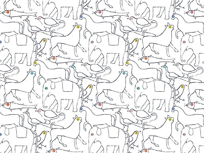 Aperçu de Papier peint animaux sauvages au trait – Salon sur votre mur