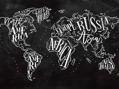 Aperçu de Papier peint carte du monde typographique – Salon sur votre mur