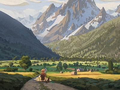 Papier peint vallée alpine, aperçu du design
