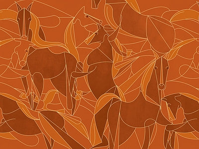 Papier peint feuilles terracotta, aperçu du design