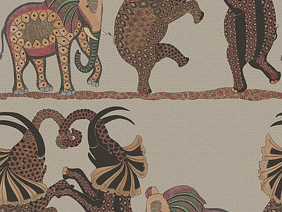 Papier peint éléphants et palmes, aperçu du design