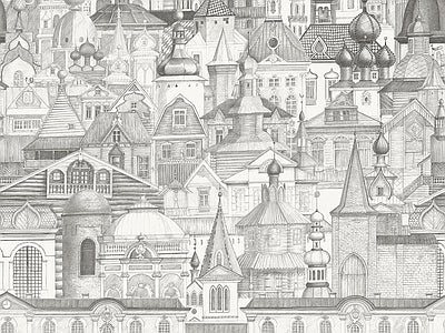 Papier peint château au crayon, aperçu du design