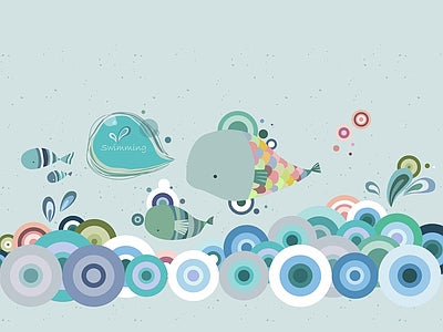 Papier peint baleine et vagues, aperçu du design