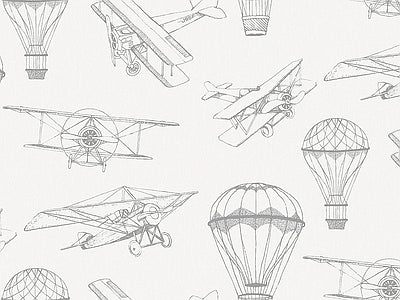 Papier peint avions au trait, aperçu du design