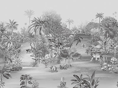 Papier peint lac dans la jungle, aperçu du design