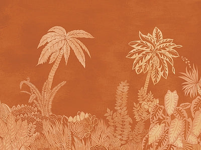 Papier peint palmiers terracotta, aperçu du design