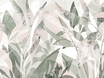 Papier peint feuillage gris vert, aperçu du design