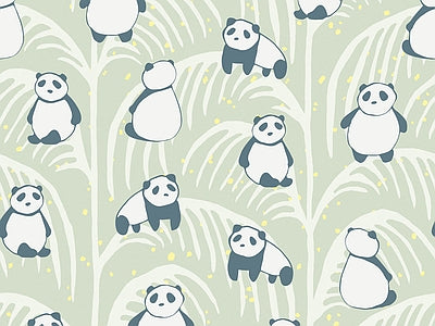 Papier peint pandas vert d'eau, aperçu du design