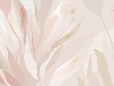 Aperçu de Papier peint feuilles rose poudré – Salon sur votre mur