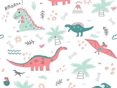 Papier peint dinosaures pastel, aperçu du design