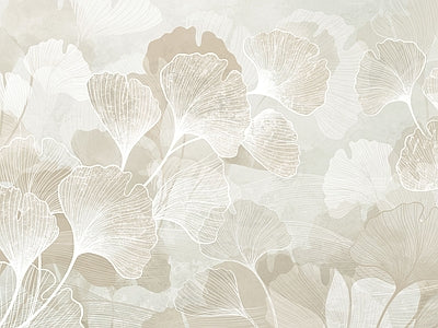 Aperçu de Papier peint feuillage blanc brumeux – Salon sur votre mur