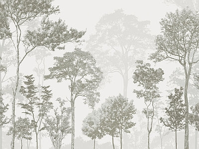 Papier peint arbres au crayon, aperçu du design