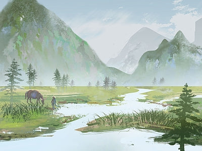 Aperçu de Papier peint rivière de montagne – Salon sur votre mur