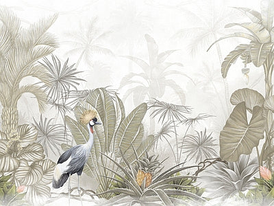 Papier peint jungle aux oiseaux, aperçu du design
