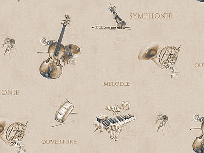 Papier peint guitare et partitions, aperçu du design