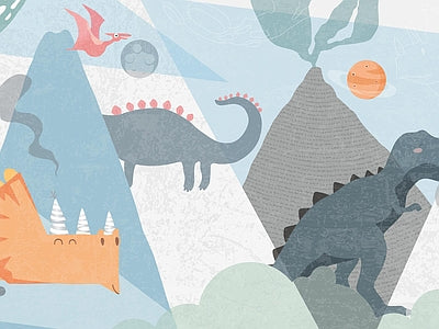 Papier peint dinosaure bleu géant, aperçu du design