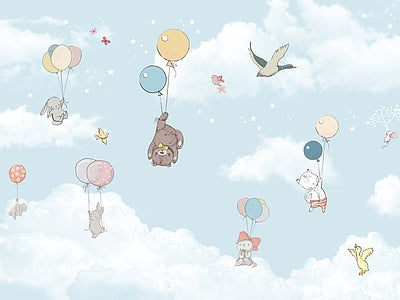 Papier peint envolée de montgolfières, aperçu du design
