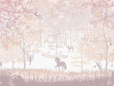 Aperçu de Papier peint forêt rose – Chambre bébé sur votre mur